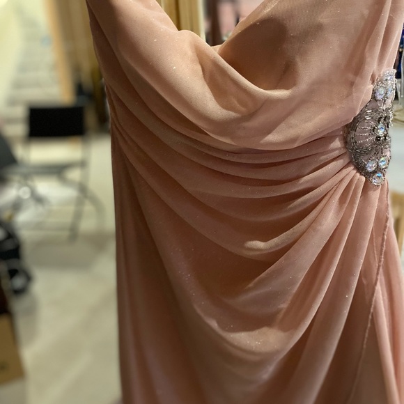 Pink shimmer high low strapless dress - Picture 2 of 5